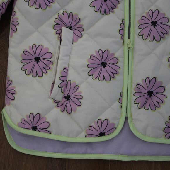 Bella and Birdie Quilted Daisy Print Purple Neon Barn Jacket Coat XL - Picture 4 of 8